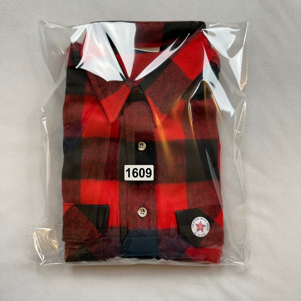 Winston Mens Large Red Black Buffalo Plaid Flannel Shirt Cotton Made in USA - Picture 6 of 6